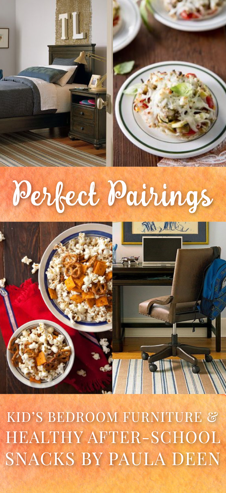 Our favorite Southern belle, Paula Deen, has both furniture and snack recipes to help your children achieve their full potential. The latest in our Perfect Pairings series, check out these kids' bedroom furniture ideas and healthy after-school snacks.