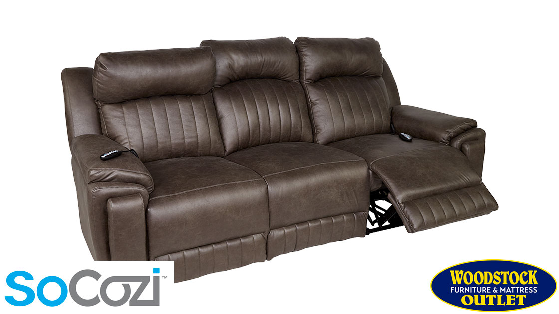 SoCozi Silver Screen Power Sofa with open footrest and headrest