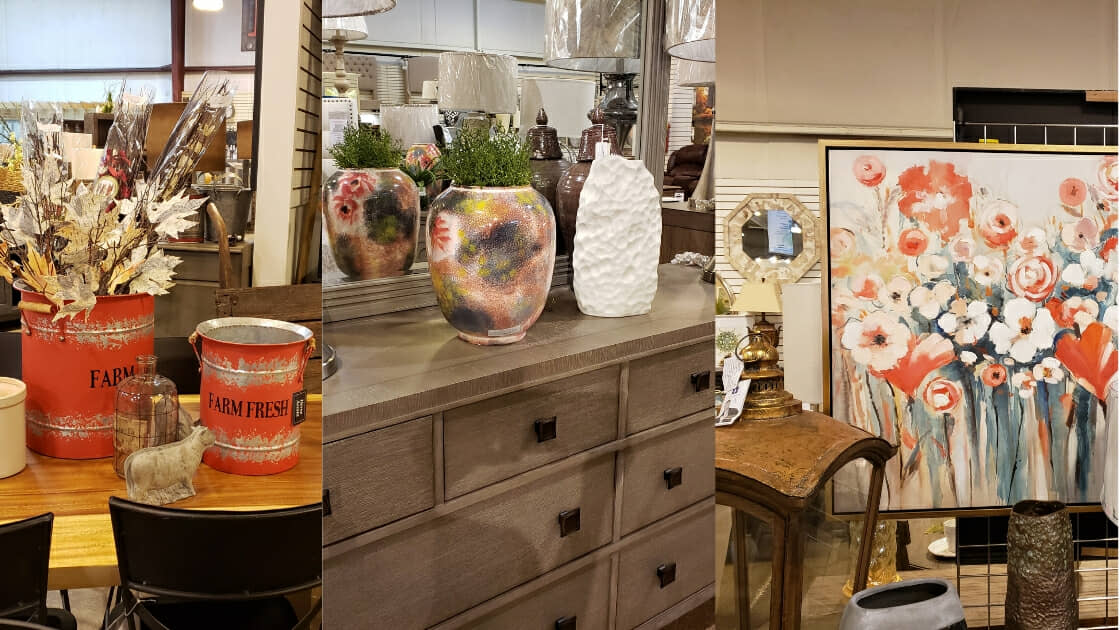 coral colored vases, pictures, paintings, and other accessories