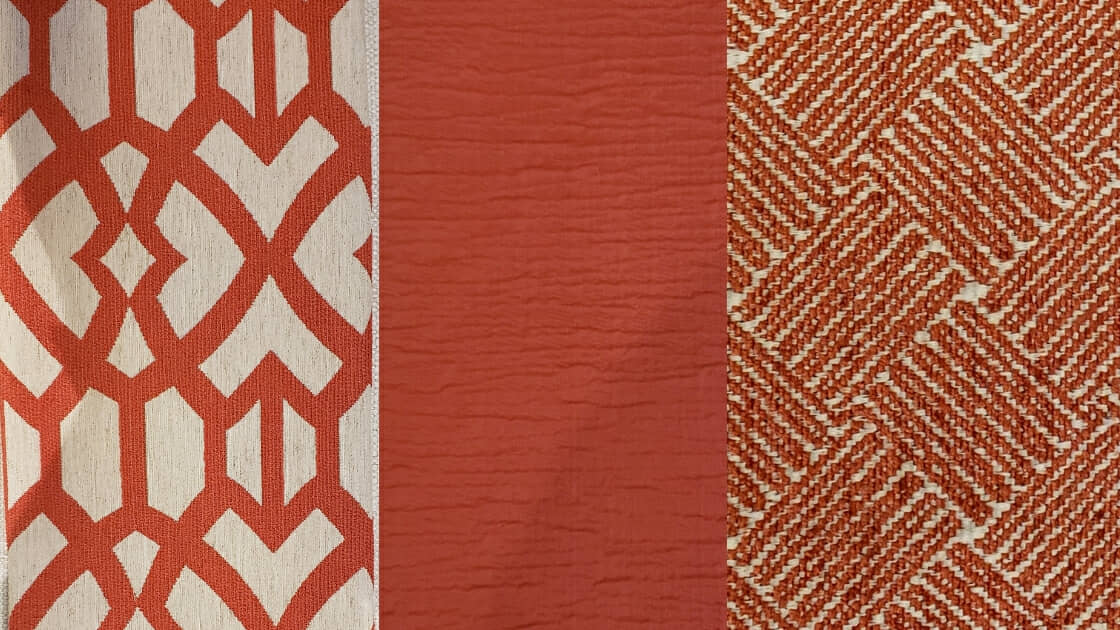 coral and blush colored custom order fabrics