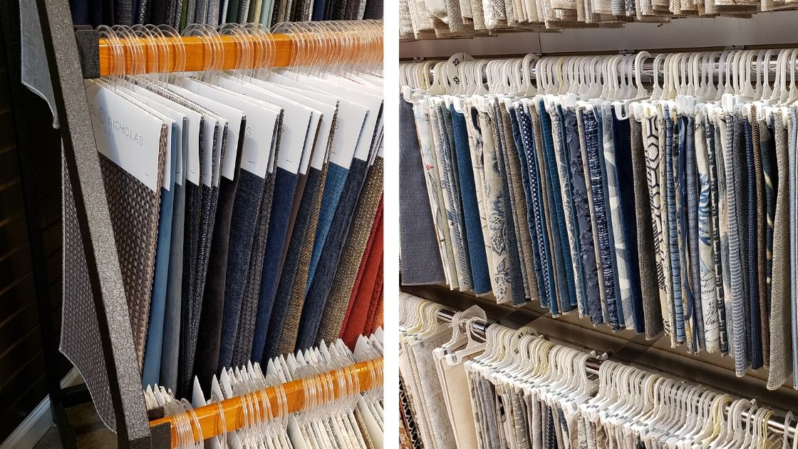 collection of blue custom fabrics