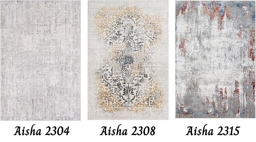 surya aisha collection rug examples 2304, 2308, and 2315