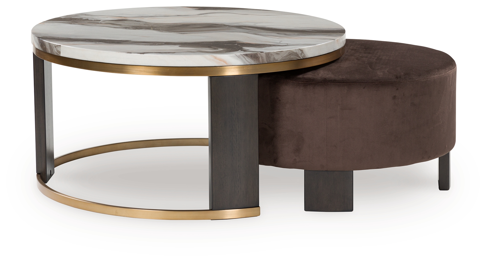 Ashley Jazmore Dark Brown Faux Marble Nesting Cocktail Table Set