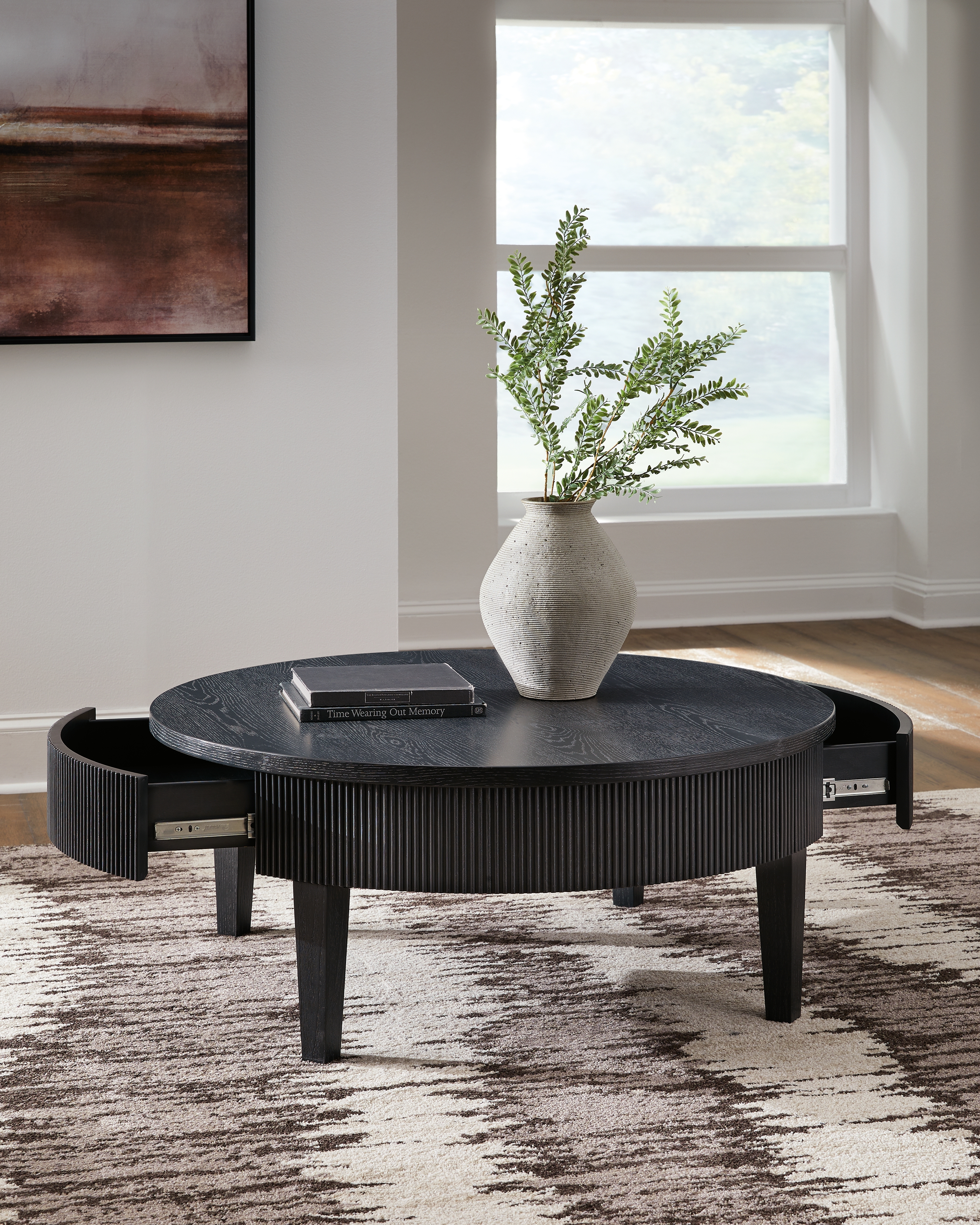 Angelina スモーカー TG198 黒 Ashley Marstream Black Round Cocktail Table T551-8
