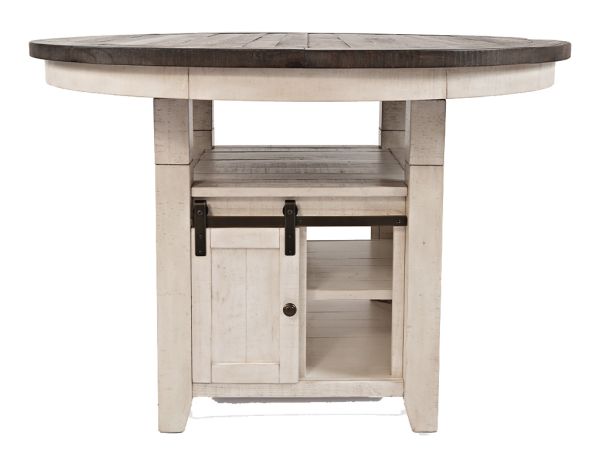 Madison County Vintage White Round Adjustable Height Dining Table by Jofran 1706 54T B