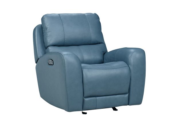 Blue leather power recliner hotsell