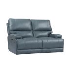 Whitman Verona Azure Leather Cordless Power Reclining Loveseat 