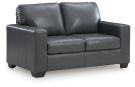 Bolsena Admiral Blue Leather Loveseat