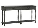 Morrisey Turned Leg Slate Gray 2 Drawer Console