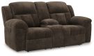 Frohn Chocolate Manual Reclining Console Loveseat