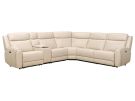 Relax Ave Deltona Moonshine Leather 6 Piece Power Reclining Sectional