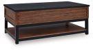 Kallari Warm Brown/Black Lift Top Cocktail Table