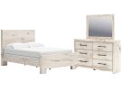 Lawroy Light Natural Full Panel Bedroom Set with Dresser & Mirror