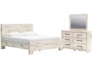 Lawroy Light Natural King Panel Bedroom Set with Dresser & Mirror