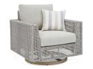 Seton Creek Grey Resin Wicker Outdoor Cushioned Swivel Lounge Chair