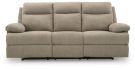 Side Swipe Mocha Manual Reclining Sofa with Drop Down Table
