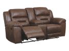 Stoneland Chocolate Double Reclining Power Loveseat With Console
