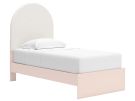 Wistenpine Blush Twin Upholstered Platform Panel Bed