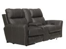 Fredda Anthracite Leather Zero Gravity Dual Power Reclining Console Loveseat