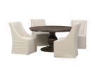 Brookside Cocoa Brown 5 Piece 60" Round Dining Set w/4 Warwick Stone Beige Upholstered Chairs