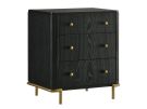 Arini Black 3 Drawer Nightstand 