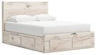 Lawroy Light Natural Queen Panel Bed with 6 Storage Drawers