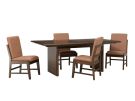 Brisbane Brown 5 Piece Rectangular Dining Set w/4 Brown Upholstered Side Chairs