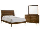 Malibu Walnut 3 Piece Queen Bedroom Set w/Panel Bed, Dresser & Mirror
