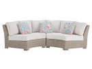 Ollie Tan & Olefin White Outdoor Curved Loveseat