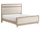 Wilshire Weathered Oak King Upholstered Panel Bed