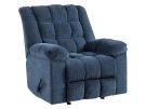 Blue Chenille Manual Rocker Recliner
