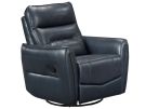 Dark Blue Leather Manual Swivel Glider Recliner