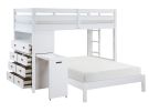 Sloane White Twin/Full Loft Bunk Bed w/ Chest & Hidden Desk