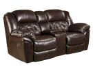 Cheyenne Whiskey Leather Manual Reclining Console Loveseat