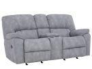 Rhino Grey Manual Rocker Reclining Console Loveseat