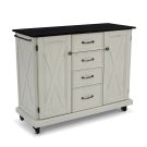 Seaside Lodge Off-White Kitchen Cart with Black Granite Top
