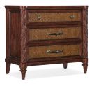 Charleston Dark Cherry Cane Front 3 Drawer Nightstand