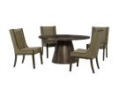 Balam Black 5 Piece Round Dining Set w/Green 4421 Upholstered Chairs