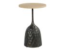 Jaxine Travertine Top Round Accent Table
