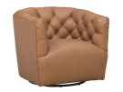 Mira Carmel Saddle 100% Leather Swivel Accent Chair