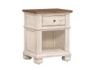 Belmont Antique Linen and Timber Brown 1 Drawer Nightstand