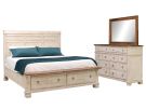 Belmont Antique Linen & Timber Brown 3 Piece Queen Storage Bedroom Set w/ Dresser & Mirror
