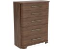 Delia Nouveau Walnut 5 Drawer Chest