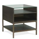 Hyde Dark Brown Rectangular Glass Top End Table