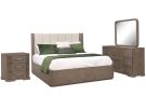 Sariel 4 Piece Queen Upholstered Bedroom Set w/Upholstered Shelter Bed, Nightstand, Dresser & Mirror