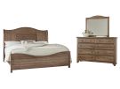 Cool Farmhouse Natural 3 Piece King Sleigh Bedroom Set