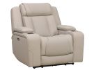 Jet Set Blanca Light Grey Leather Dual Power Recliner