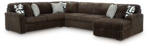 Midnight-Madness Chocolate 4 Piece Right Arm Chaise Sectional