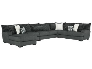 Tweed Gunmetal 4 Piece Left Arm Chaise Sectional