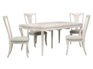 Harmony Eggshell White 5 Piece Dining Set w/Carissa Leg Table & 4 Nevin Side Chairs
 
